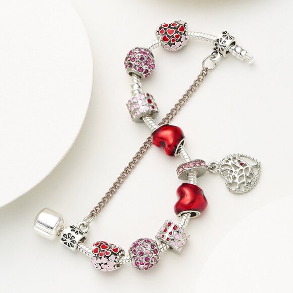 Romantic style love tree pendant red heart bracelet - Picture 4 of 5